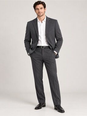 Tailored Men's Dress Pants in Charcoal Pinstripe
